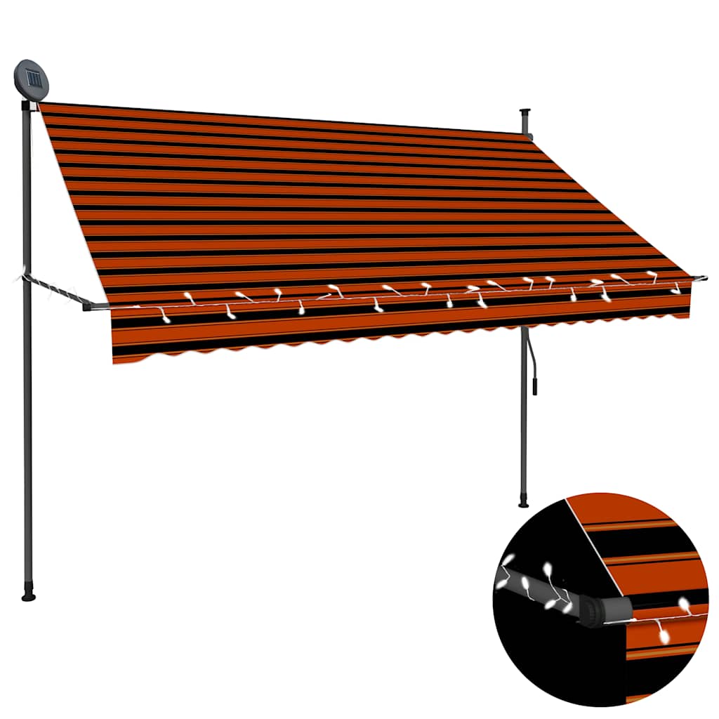 foto del prodotto tenda da sole retrattile manuale led 250 cm arancione e marrone cod mxl 11894
