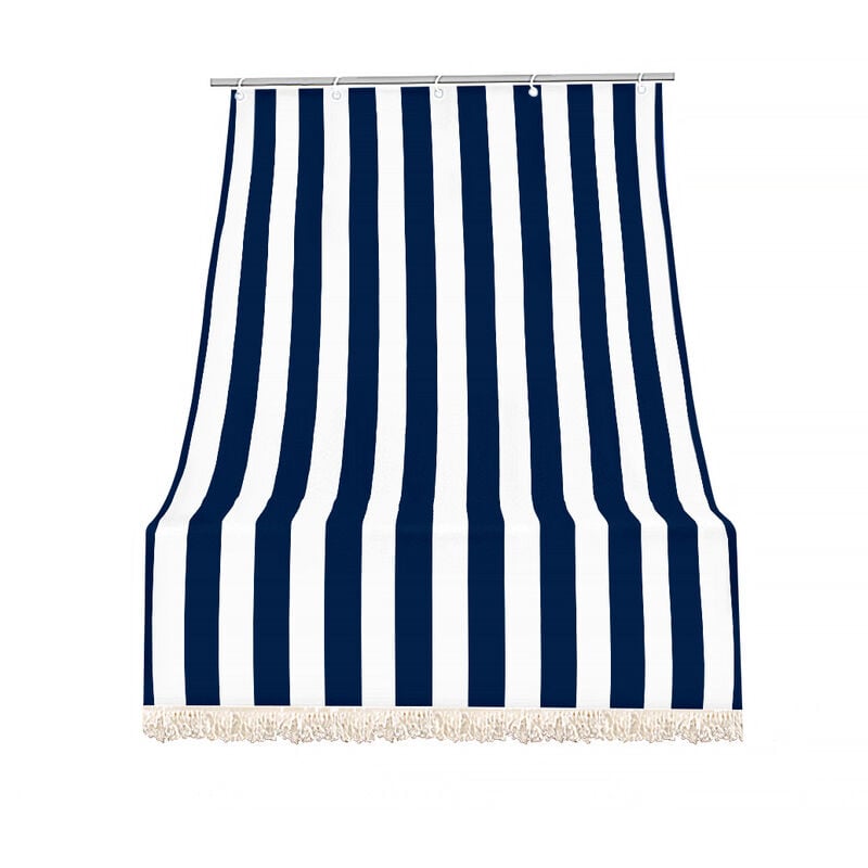 foto del prodotto tenda da sole tessuto resistente per esterno con anelli lavabile frange pizzo blu 200x295 cm