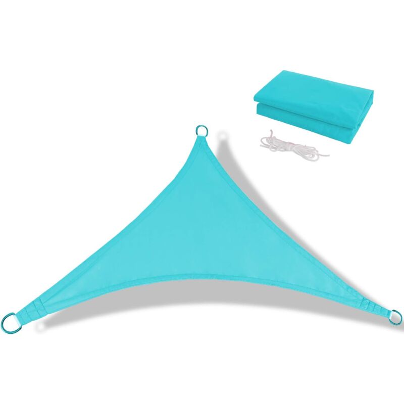 foto del prodotto tenda da sole triangolare per campeggio all aperto giardino spiaggia parco tettoia esterna, telo parasole antipioggia uv blu lago 333m