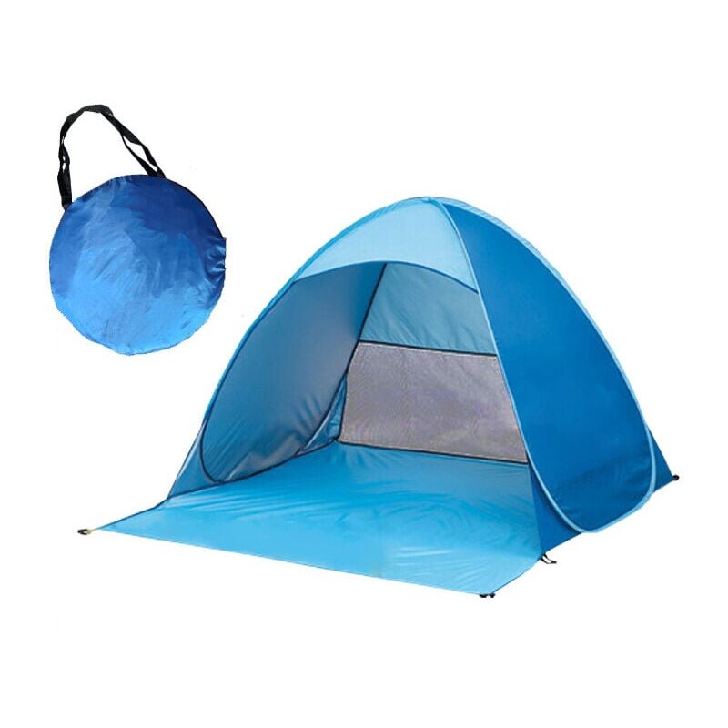 foto del prodotto tenda da spiaggia pop up con protezione uv upf 50 , tendalino impermeabile adatto per campeggio in famiglia, picnic. blu 150x165x110cm 