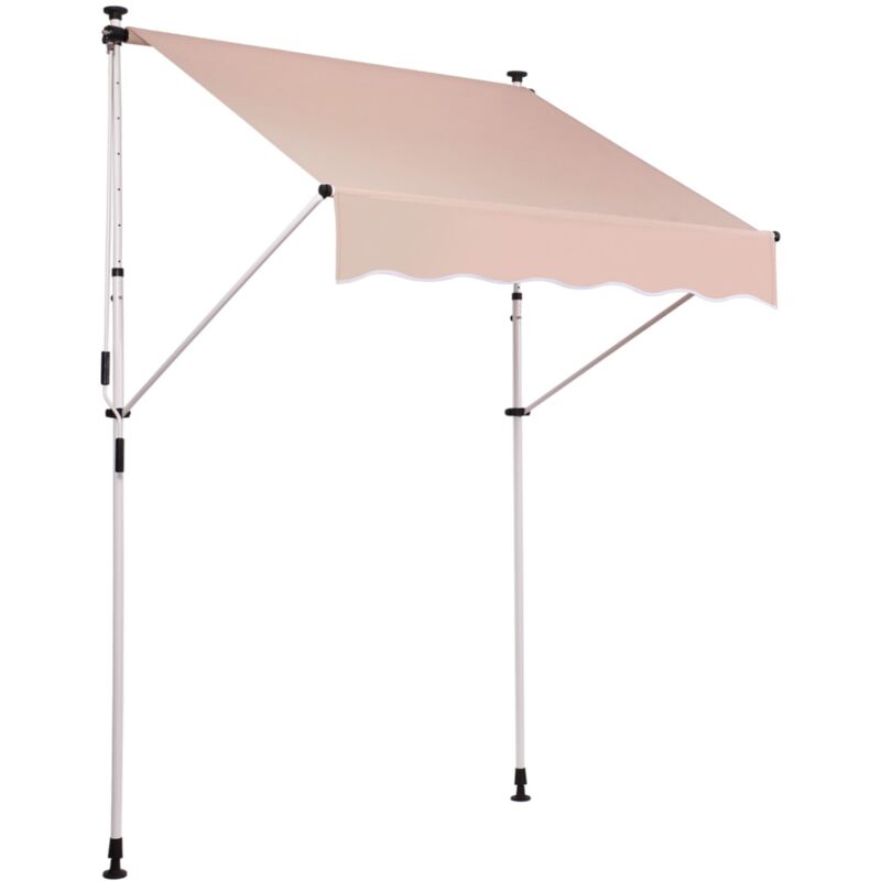 foto del prodotto tenda da terrazza tenda a clip con piedino regolabile installazione senza foratura larghezza 350 cm tubo d acciaio tessuto beige 100002972
