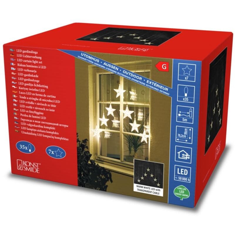 foto del prodotto tenda di 7 luci led a forma di stelle 0.03 w konstsmide
