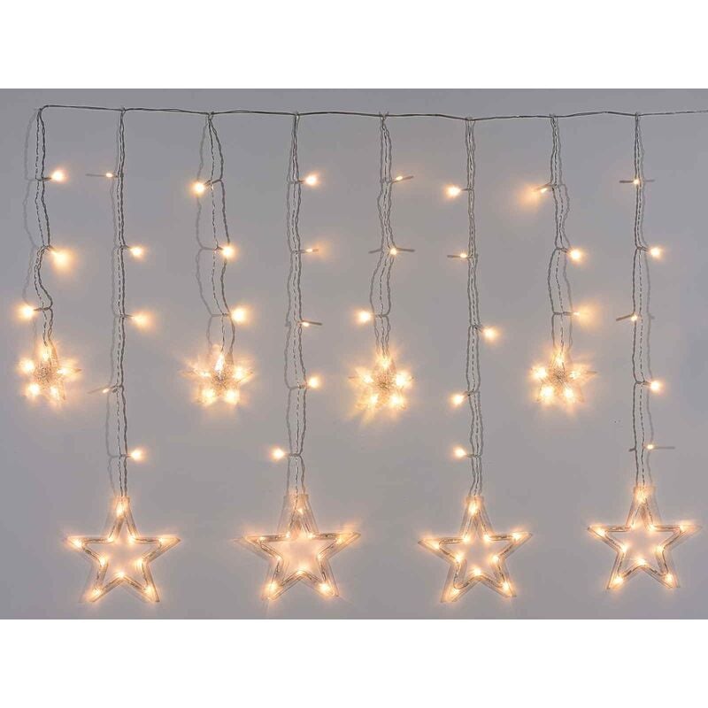 foto del prodotto tenda di luci natalizie per interni ed esterni con stelle illuminazione natalizia a led tenda natalizia luminosa 1,35 metri