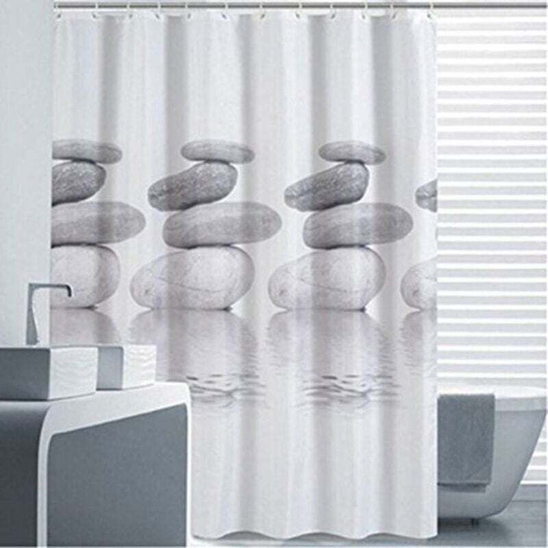 foto del prodotto tenda doccia 200x200cm in tessuto grigio ghiaia antimuffa e idrorepellente lablanc