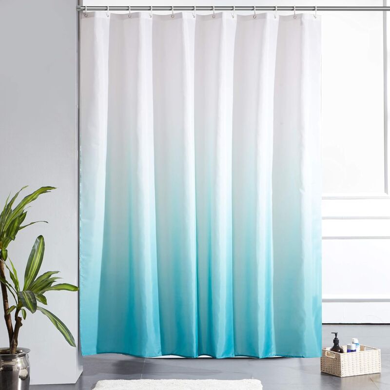 foto del prodotto tenda doccia antimuffa, tenda per vasca da bagno gradiente impermeabile tessuto in poliestere lavabile blu 120x180cm
