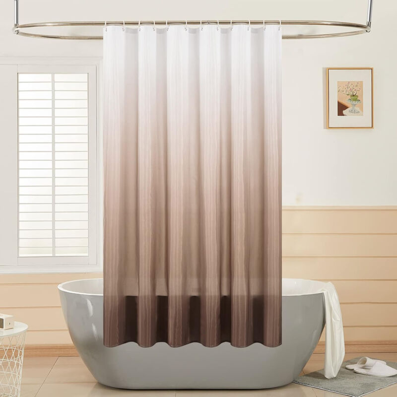 foto del prodotto tenda doccia antimuffa, tenda per vasca da bagno gradiente impermeabile tessuto in poliestere lavabile marrone 180x200cm
