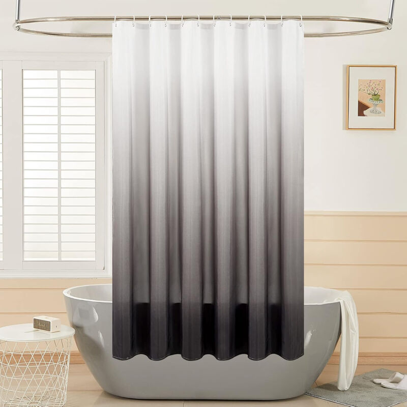 foto del prodotto tenda doccia antimuffa, tenda per vasca da bagno gradiente impermeabile tessuto in poliestere lavabile nero 180x180cm
