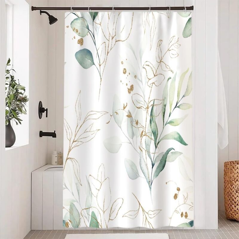 foto del prodotto tenda doccia impermeabile tenda bagno doccia antimuffa pianta a foglia verde lavabile doccia per dormitorio famiglia hotel a 165x180cm