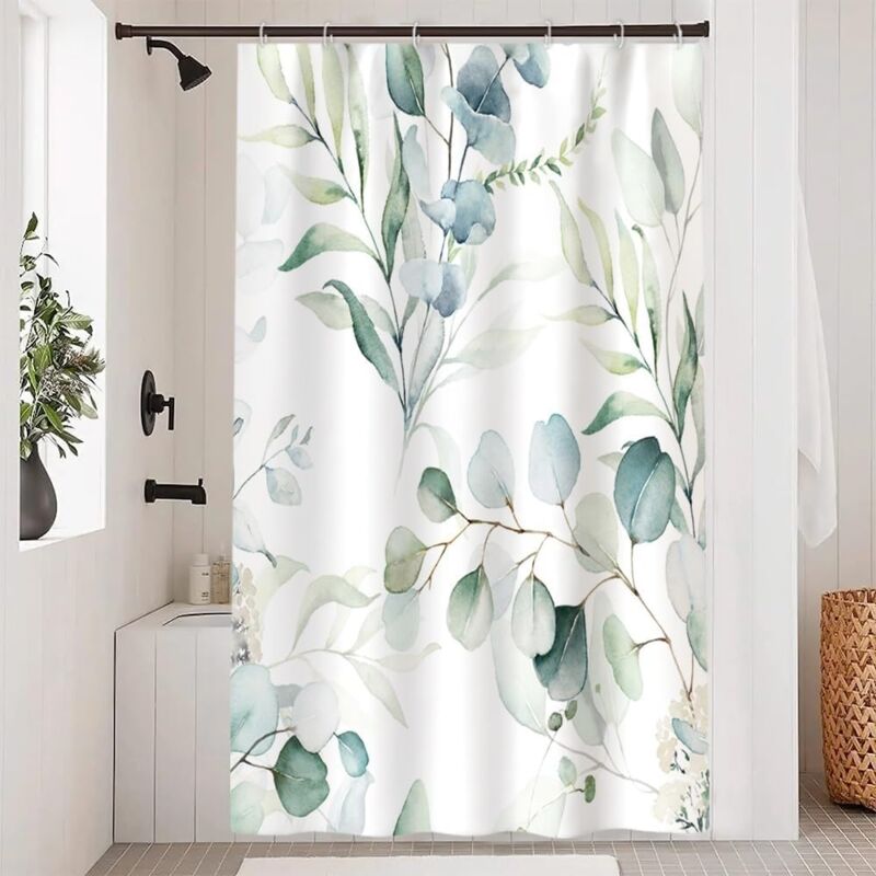 foto del prodotto tenda doccia impermeabile tenda bagno doccia antimuffa pianta a foglia verde lavabile doccia per dormitorio famiglia hotel b 180x200cm