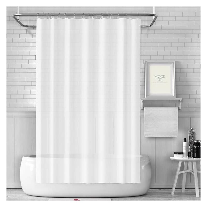 foto del prodotto tenda doccia impermeabile, tende da bagno resistente alla muffa con ganci per bagni bianchi 180x220cm