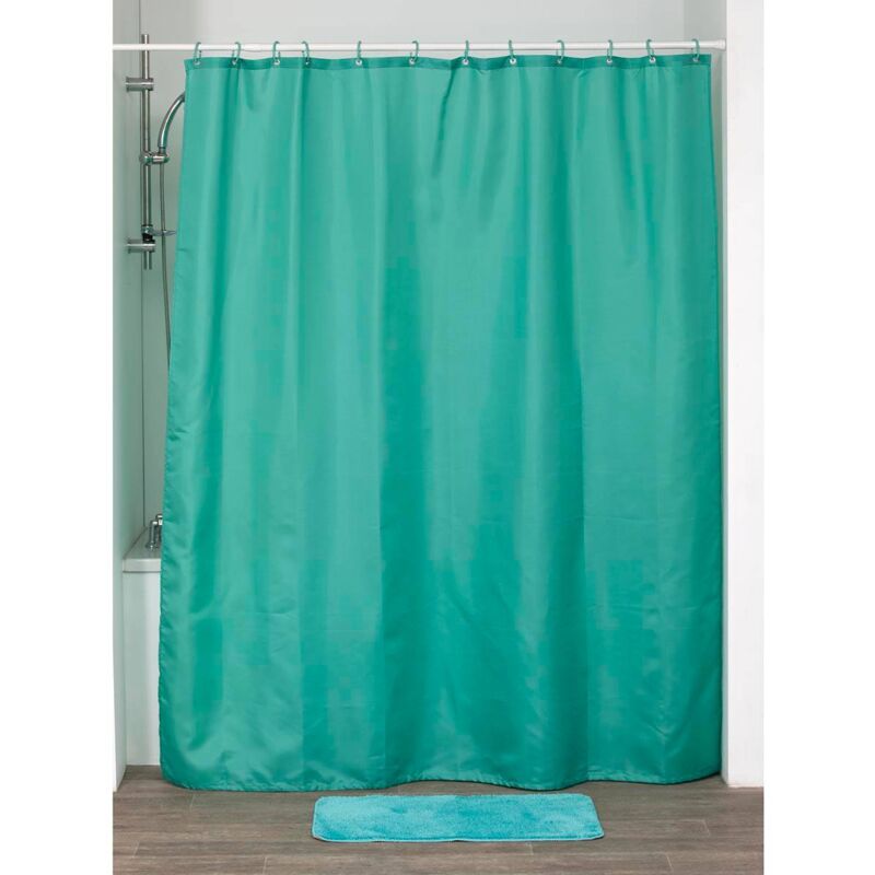 foto del prodotto tenda doccia in poliestere 180x200 cm 12 anelli pp verde caraibi tendance