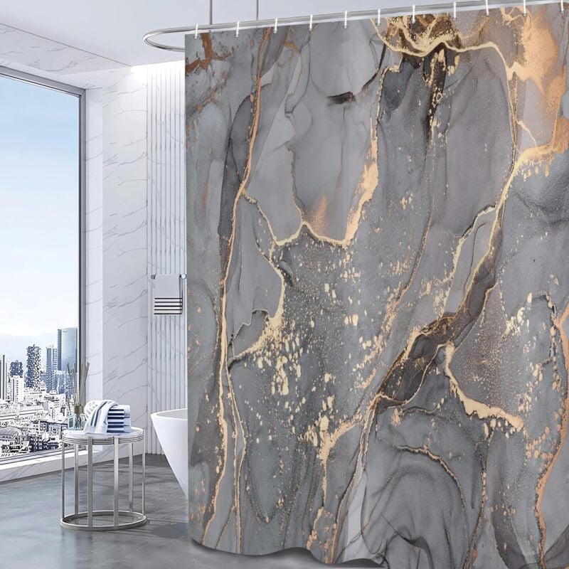 foto del prodotto tenda doccia marmo, tenda per vasca da bagno antimuffa impermeabile tessuto in poliestere lavable 90x180cm
