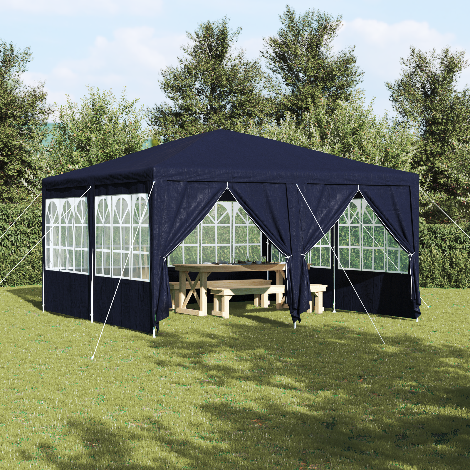 foto del prodotto tenda feste con 8 pareti laterali blu 4x4 m pe
