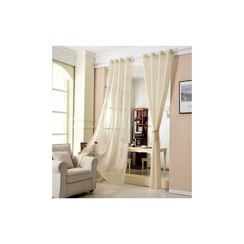 foto del prodotto tenda finesta trasparente per camera da letto voile colore 2x sand 140x225 cm ,tenda senza cinghie woltu