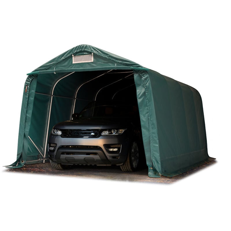 foto del prodotto tenda garage 3,3 x 4,8 m tenda capannone in pvc 800 n e stabile costruzione in acciaio verde