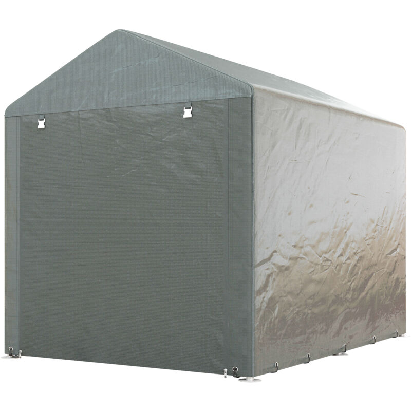 foto del prodotto tenda garage per attrezzi e bici copertura anti uv 1.6x2m grigio chiaro outsunny