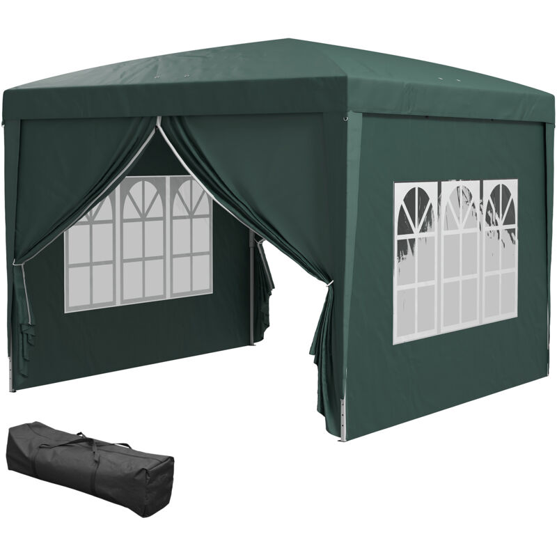 foto del prodotto tenda gazebo da giardino in acciaio con pareti laterali verde outsunny