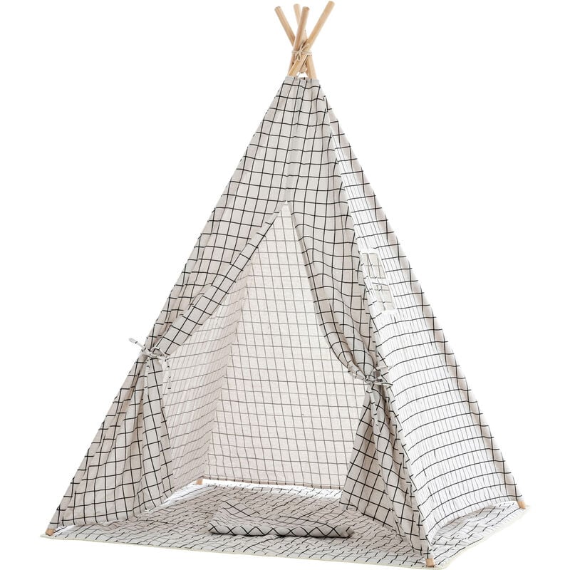 foto del prodotto tenda gioco esna grigio quadrettato