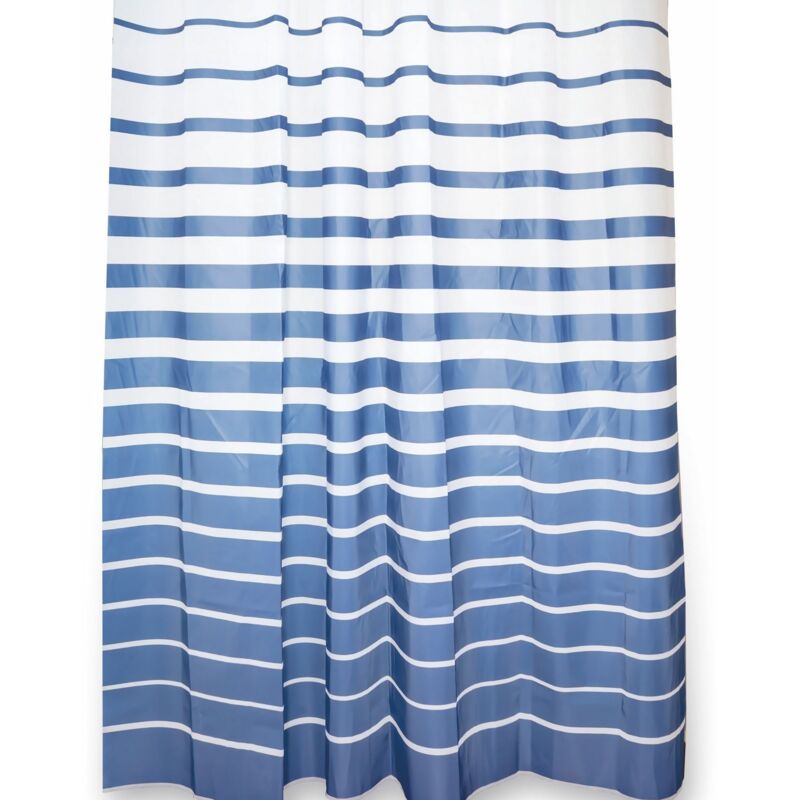 foto del prodotto tenda impermeabile doccia vasca in peva fantasia a righe blu h 200 mod. amalfi 180 cm