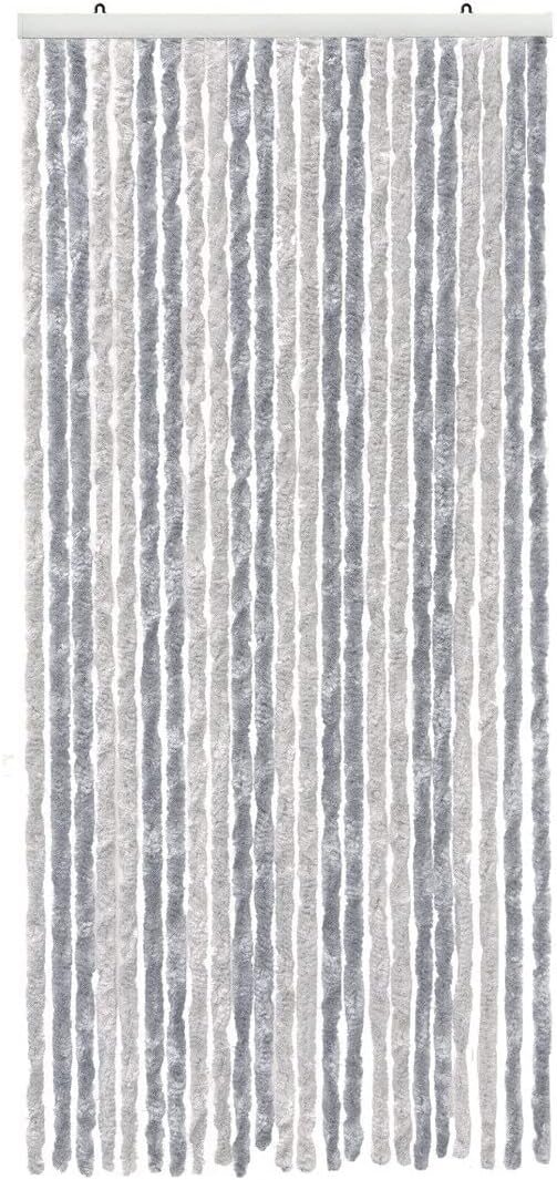 foto del prodotto tenda in ciniglia 100x220 cm porta ingresso proteggisole antimosche lavabile regolabile argento