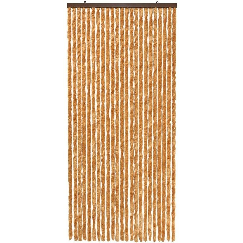 foto del prodotto tenda in ciniglia per porta ingresso proteggisole antimosche lavabile regolabile arancione 100x220 cm