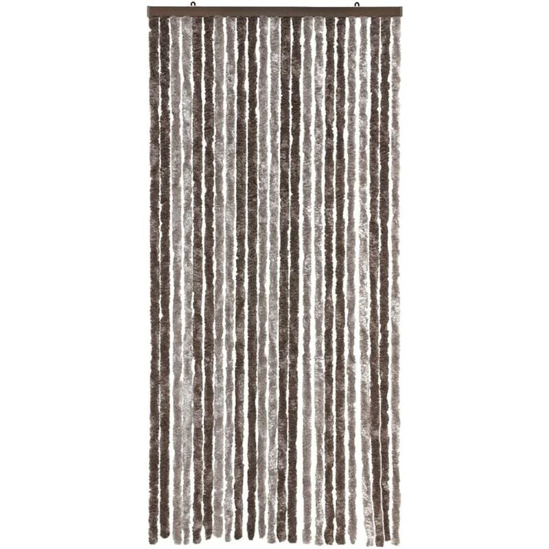 foto del prodotto tenda in ciniglia per porta ingresso proteggisole antimosche lavabile regolabile marrone tortora 100x220 cm