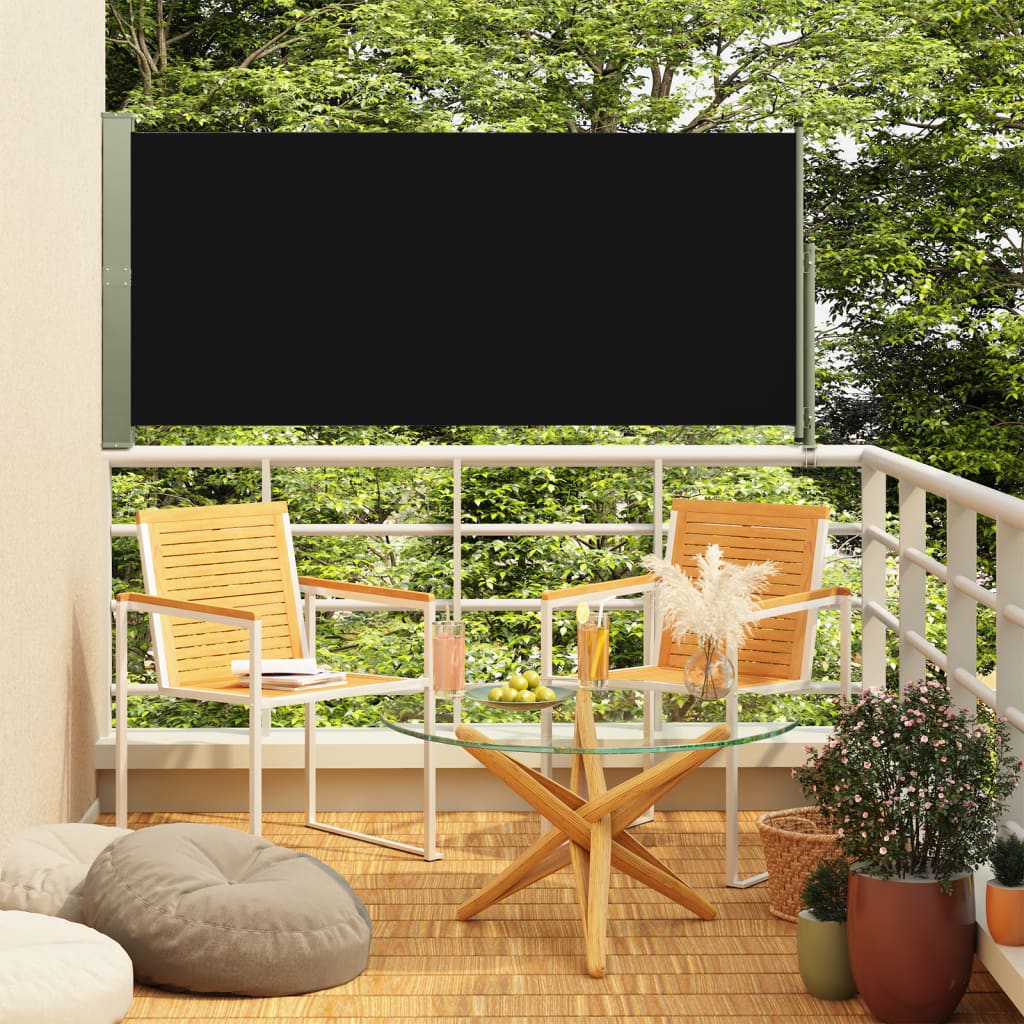 foto del prodotto tenda laterale retrattile per patio 160x300 cm nera cod mxl 13300