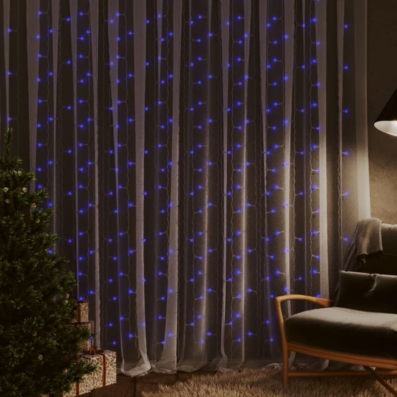 foto del prodotto tenda luci a ghiaccioli 3x3m 300 led blu 8 funzioni vidaxl