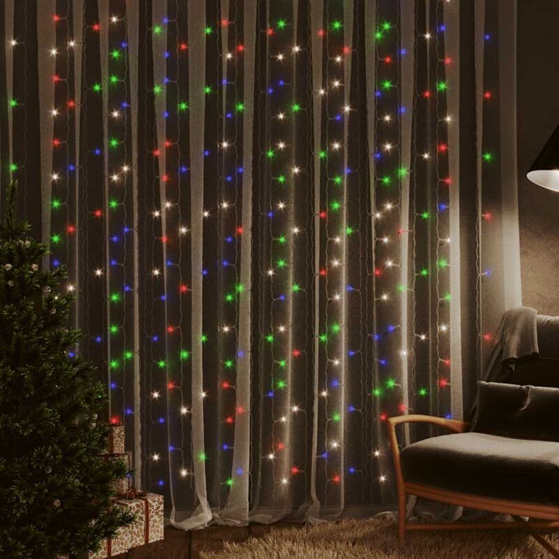 foto del prodotto tenda luci a ghiaccioli 3x3m 300 led colorati 8 funzioni - vidaxl