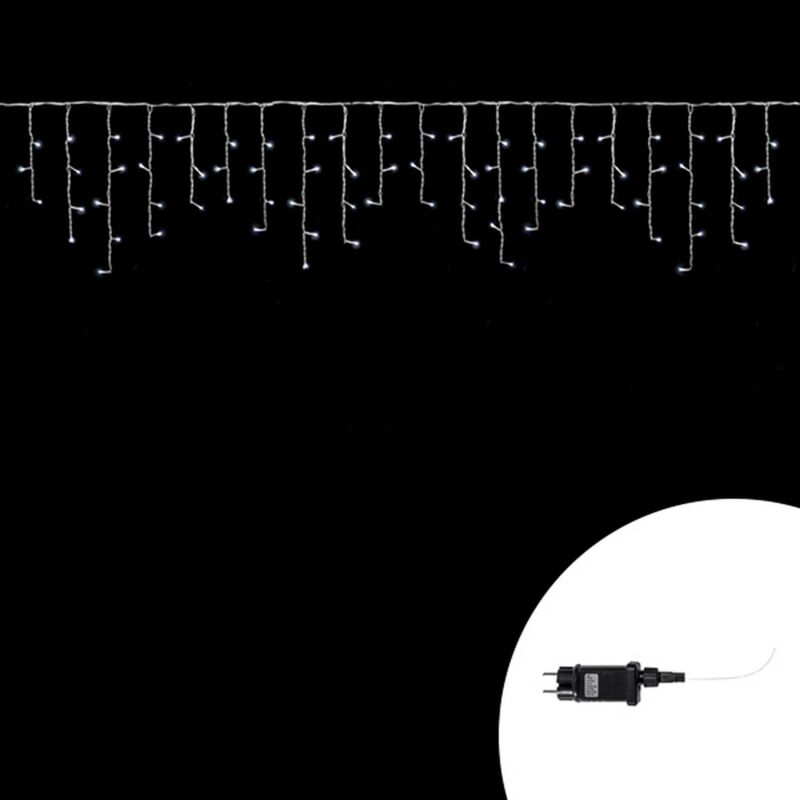 foto del prodotto tenda luminosa 10 metri prolungabile da 380 led bianco freddo fisso e intermittente da esterno wisdom