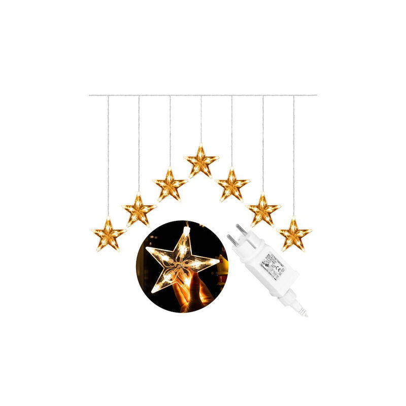 foto del prodotto tenda luminosa 70 led bianco caldo stelle lucine interne ed esterne