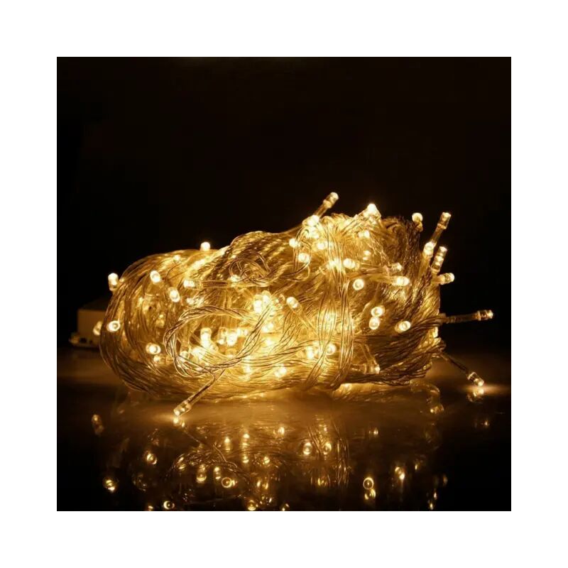 foto del prodotto tenda luminosa allungabile di natale a 300 led con 8 giochi di luce per uso interno esterno luce calda 