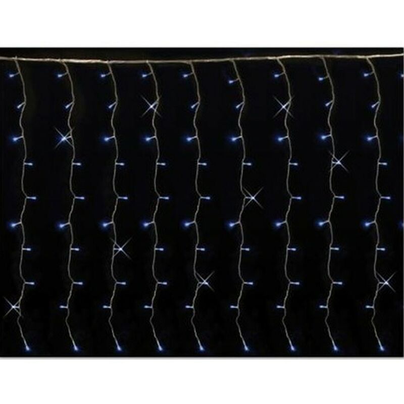 foto del prodotto tenda luminosa blu luci led illuminazione pioggia cascata di natale esterno prolungabile flash bianco freddo 4mt 200 luminarie