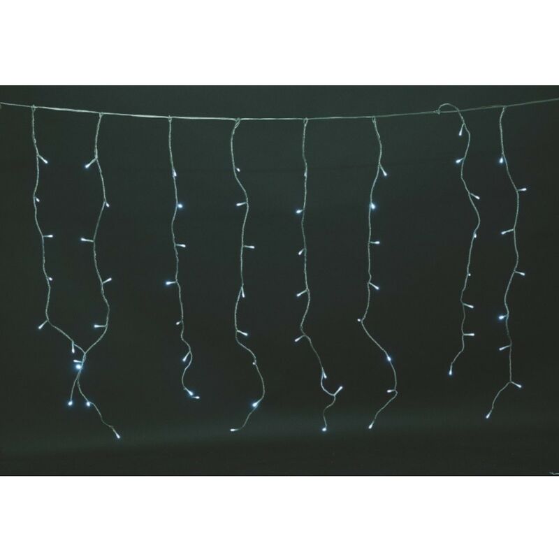 foto del prodotto tenda luminosa colore bianco 288 luci effetto pioggia 8 funzioni per esterno 6 x 1 metro euronatale