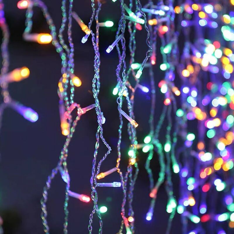 foto del prodotto tenda luminosa con luci led 160 con telecomando pioggia cascata di natale da esterno multicolor rgb 5mt di illuminazione