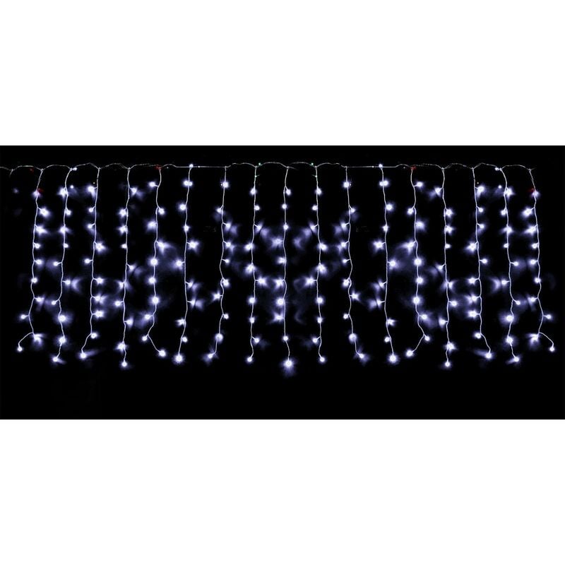 foto del prodotto tenda luminosa filo trasparente 240 led uso interno ed esterno bianco freddo 4 x h 1 mt