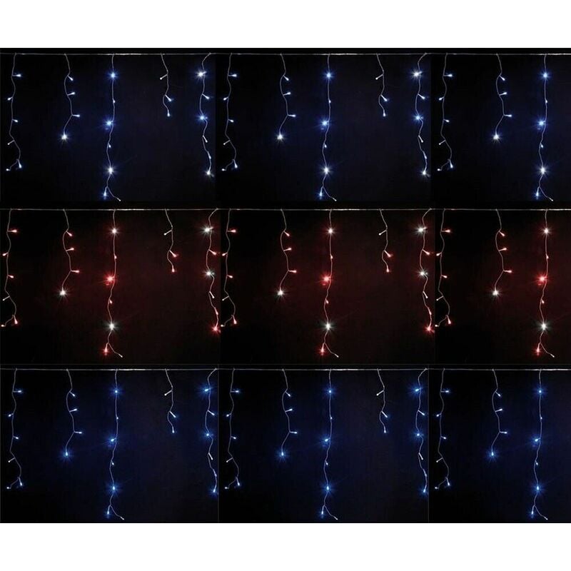 foto del prodotto tenda luminosa luci led pioggia di natale esterno prolungabile flash bianco freddo 3mt illuminazione 80 rosse multicolor blu colorigenerali blu