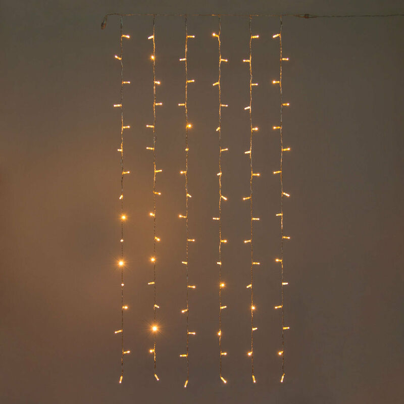 foto del prodotto tenda luminosa maxiled con filo trasparente per decorazioni natalizie 4 m bianco caldo