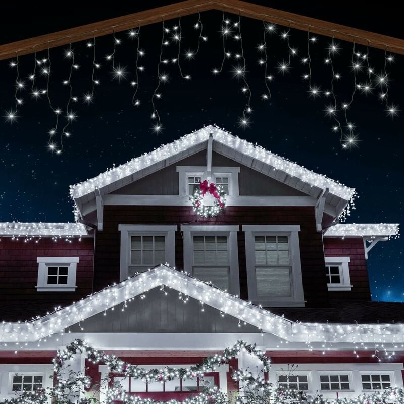 foto del prodotto tenda luminosa nataliza cascata da esterno luci di natale 250 300led 10 metri luce bianco freddo bianco caldo bianco caldo