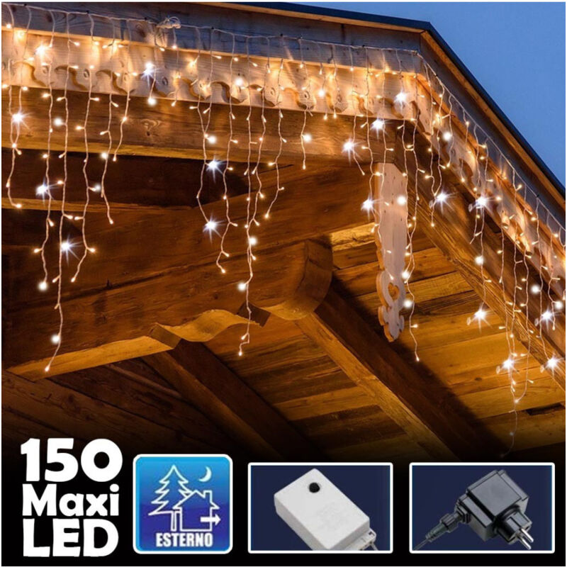 foto del prodotto tenda luminosa natalizia 150 led con flash bianco caldo 3mt esterno prolungabile trade shop traesio