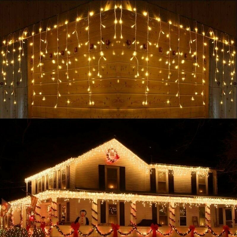 foto del prodotto tenda luminosa natalizia da esterno luci di natale 150 led 5 metri luce bianco caldo