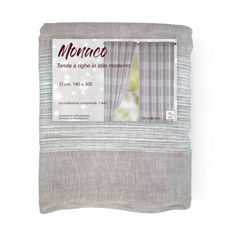 foto del prodotto tenda monaco rosa - pannello 140x300 cm righe moderne - fettuccia universale per bastone o binario