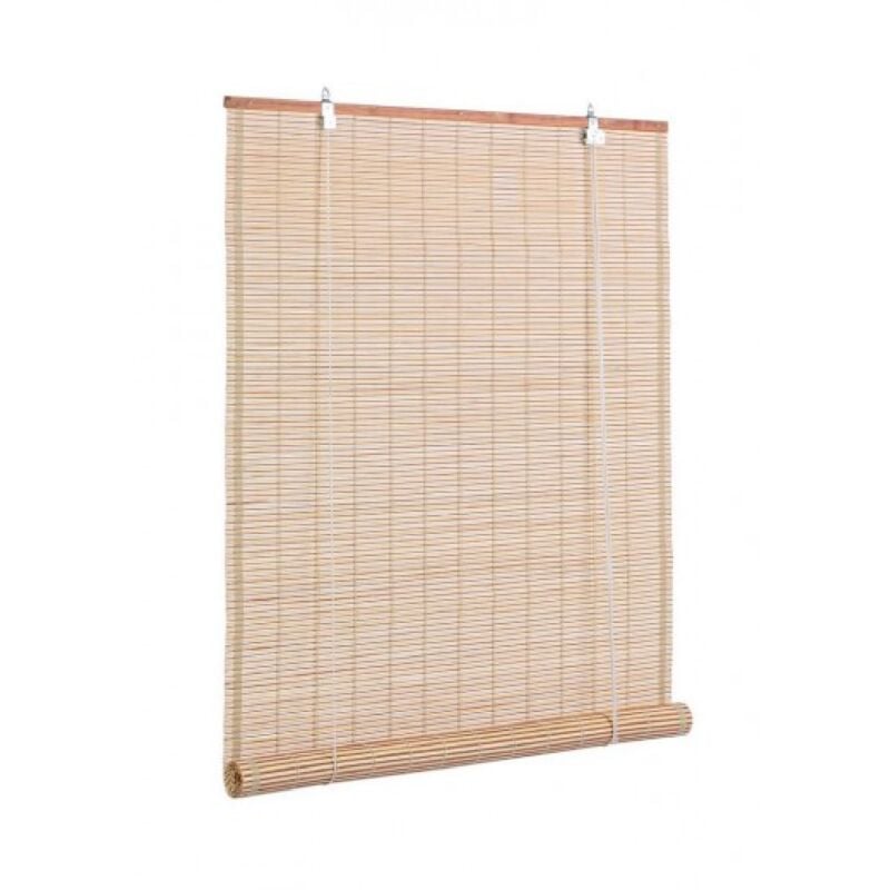 foto del prodotto tenda nizza marrone in bamboo, barre in legno e filo di poliestere copertura 75 150x260h