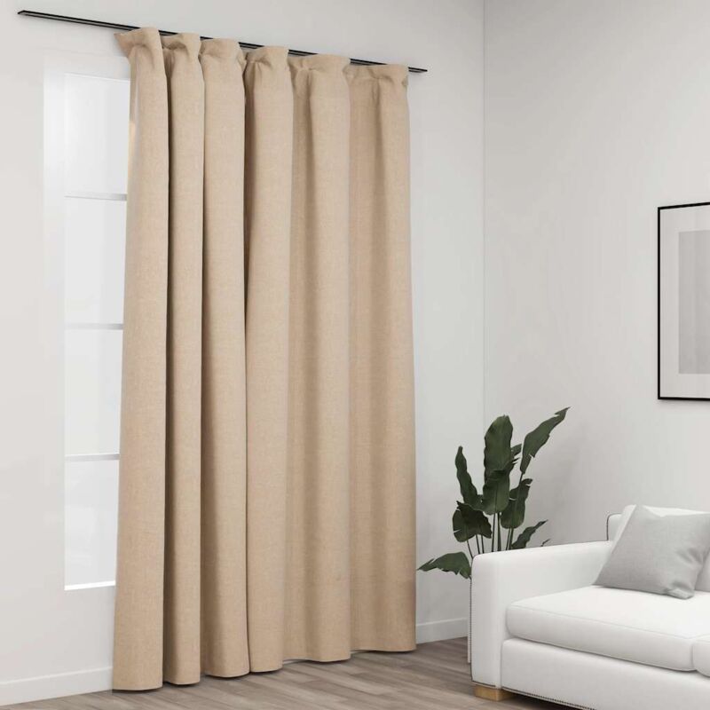 immagine 0 del prodotto tenda oscurante effetto lino con ganci 290 x 245 cm vari colori colore beige