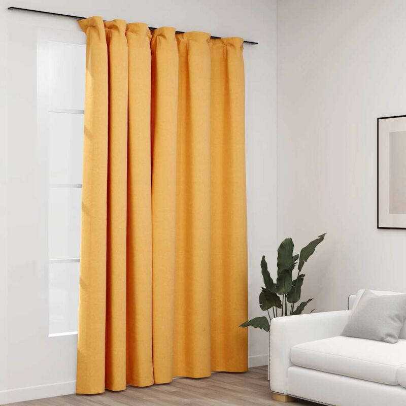 foto del prodotto tenda oscurante effetto lino con ganci 290 x 245 cm vari colori colore giallo