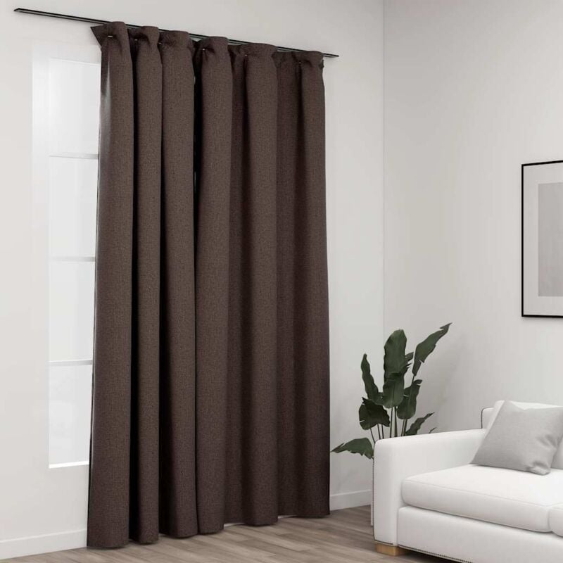 foto del prodotto tenda oscurante effetto lino con ganci 290 x 245 cm vari colori colore talpa