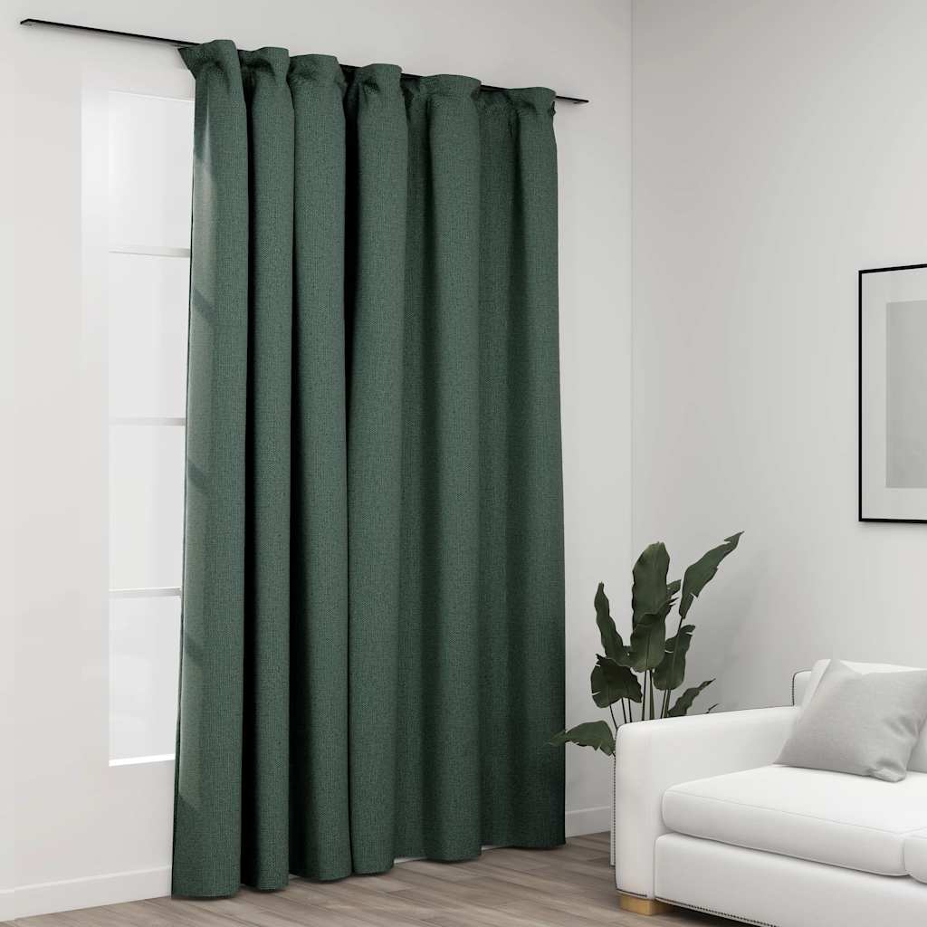foto del prodotto tenda oscurante effetto lino con ganci verdi 290x245 cm cod mxl 66732