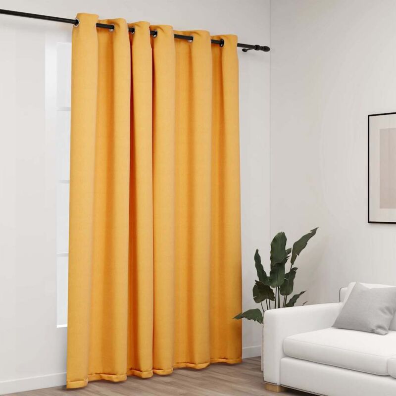 foto del prodotto tenda oscurante effetto lino con occhielli gialla 290x245 cm vidaxl