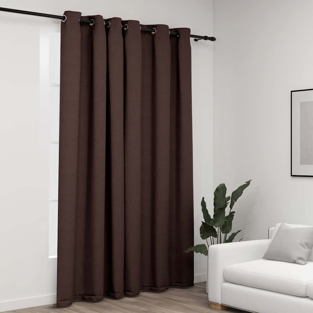 foto del prodotto tenda oscurante effetto lino con occhielli talpa 290x245 cm cod mxl 55051
