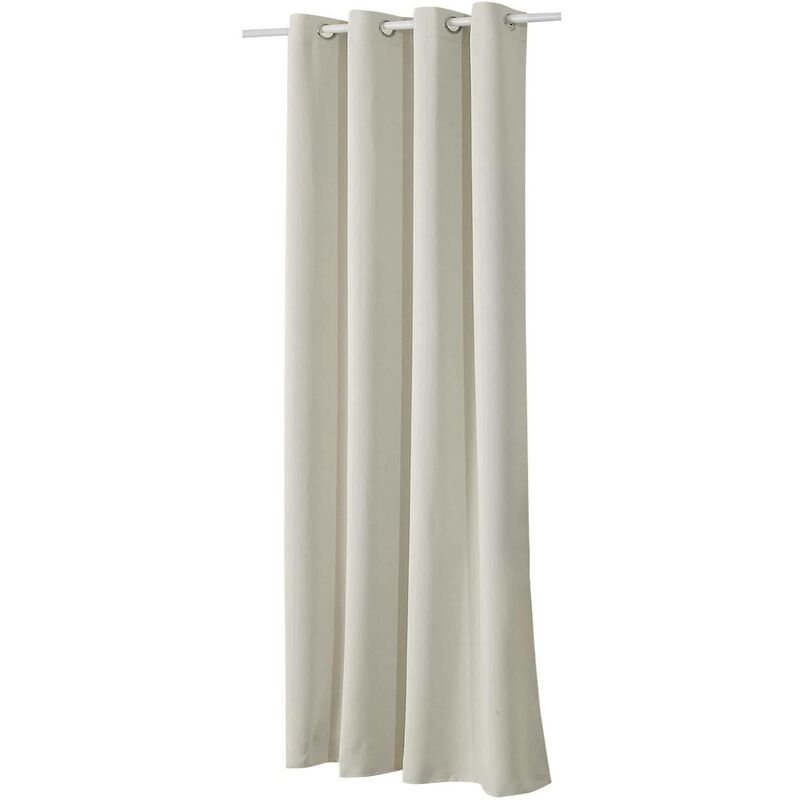 foto del prodotto tenda oscurante per finestre con occhielli per camera da letto. 1 pannello beige ,tenda senza cinghie woltu